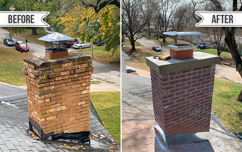 Before and after results of Chimcare's Oregon chimney services