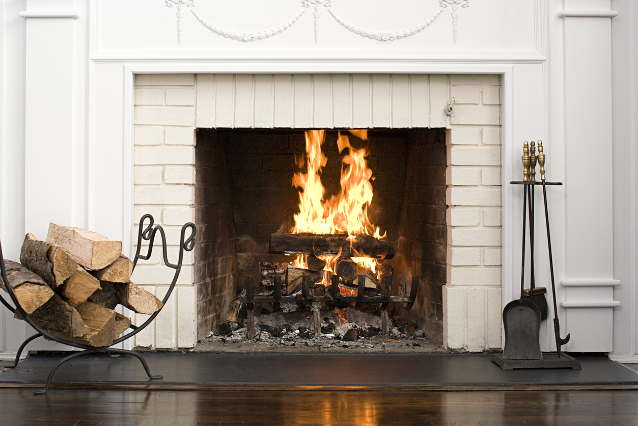 New wood-burning fireplace installation New wood-burning fireplace installation